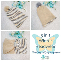 3-in-1 Winter Hat/Headband,Yarn Projects,Carrie's Butterfly Boutique