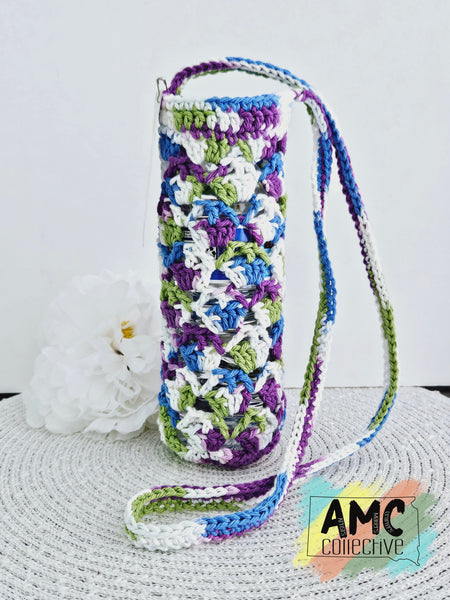 Water Bottle Holder - Blue/Green/Purple