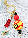 Softball Beaded Keychain