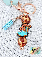 Cowboy Boot Beaded Keychain