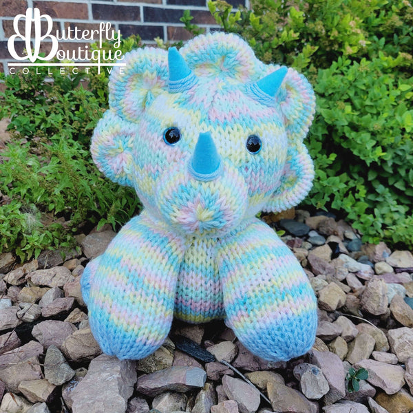 Create A Critter Kit - Trey the Triceratops - Experienced Skill Level,Yarn Projects,Carrie's Butterfly Boutique