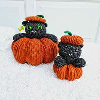 Jack the Cat in a Pumpkin,Yarn Projects,Carrie's Butterfly Boutique