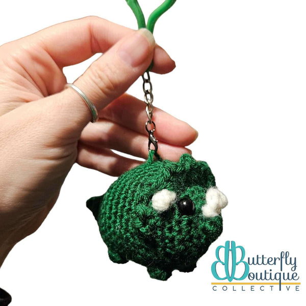 Triceratops Bag Charm/Keyring,Yarn Projects,Carrie's Butterfly Boutique