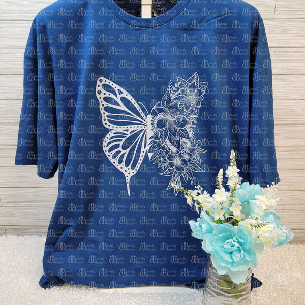 Floral Detailed Butterfly Tee