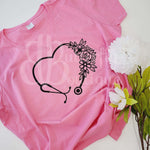 Floral Stethoscope Tee
