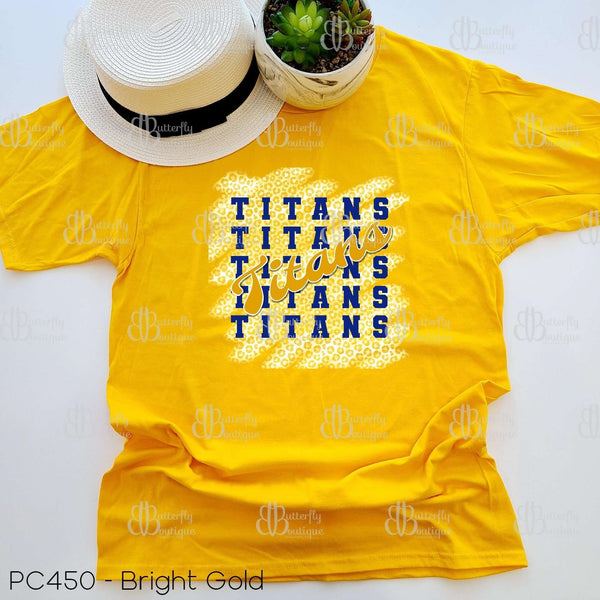 Titans Leopard Print Yellow and Gold School Pride Graphic Tee